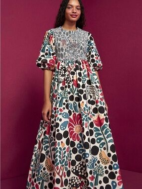 Farm Rio mushroom forest organic midi dress